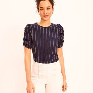 Jacquard Cinched Sleeve Top-Small-NWT